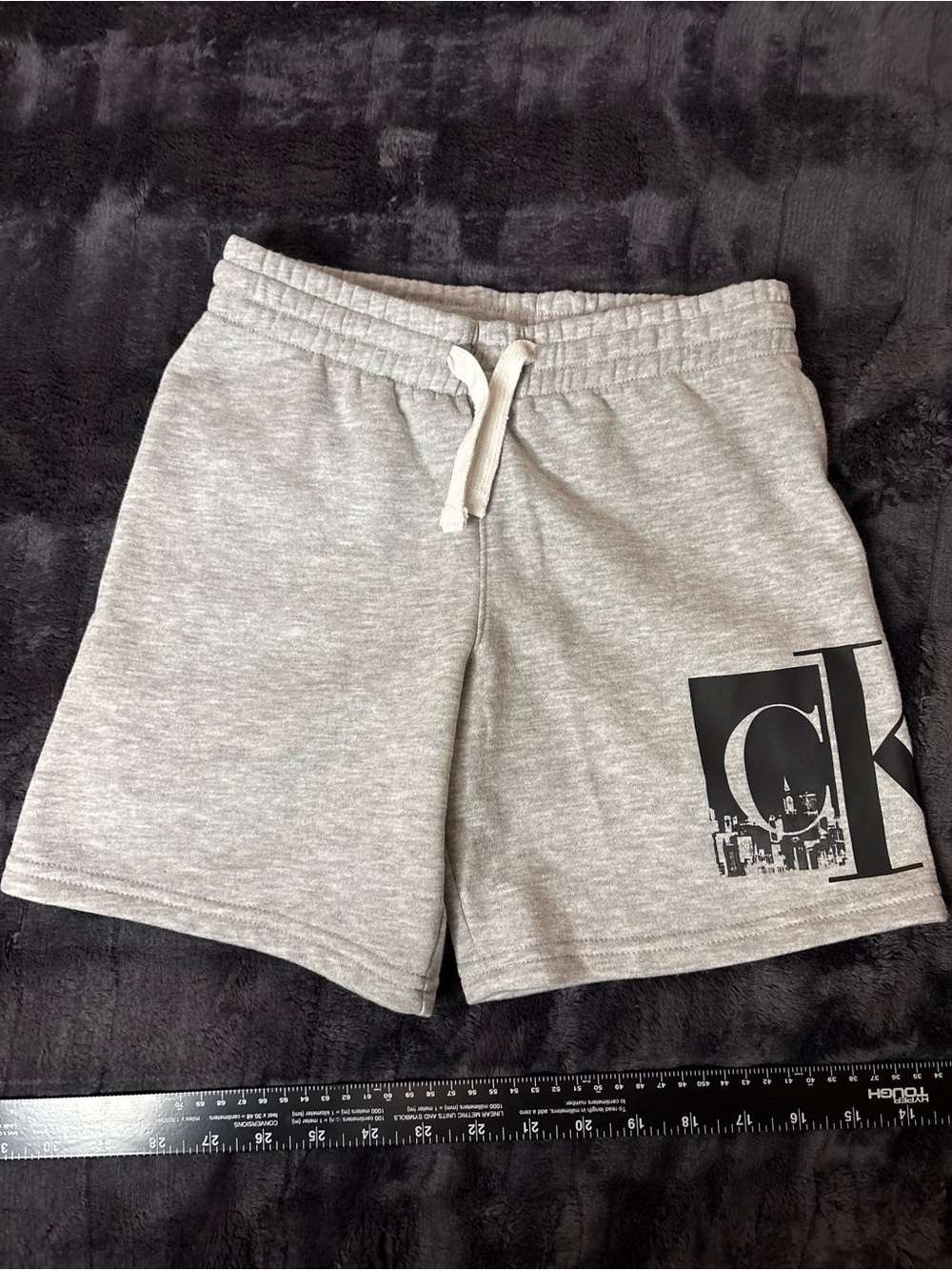 Calvin Klein Jeans Light Gray Logo Drawstring Athletic womens Shorts